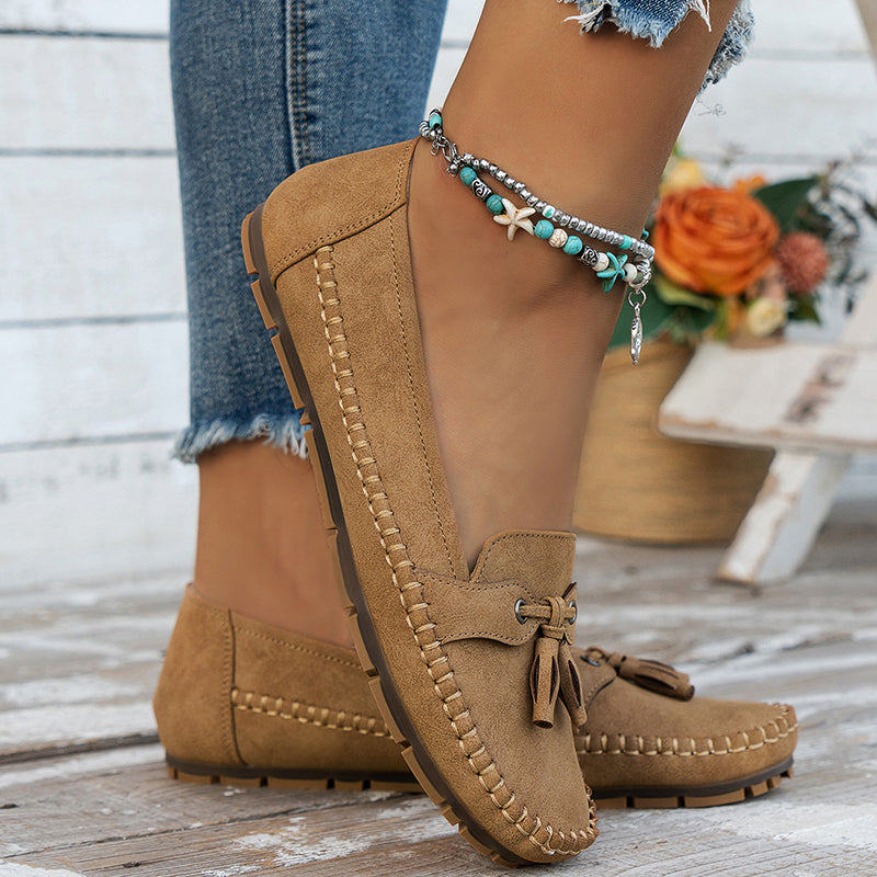 Mocasines ortopédicos para mujer con flecos