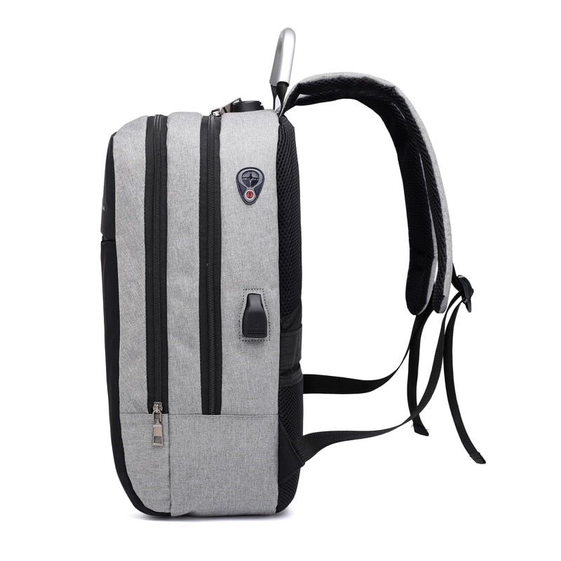Mochila antirrobo para portátil unisex con carga USB y cremalleras ocultas