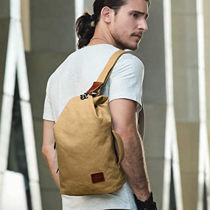 Mochila bandolera de lona resistente al agua con bolsillo antirrobo – diseño versátil