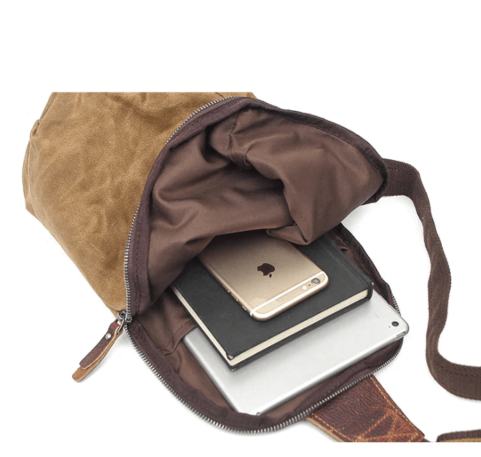 Mochila bandolera de lona resistente al agua con bolsillo antirrobo – diseño versátil