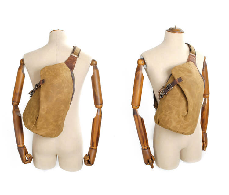 Mochila bandolera de lona resistente al agua con bolsillo antirrobo – diseño versátil