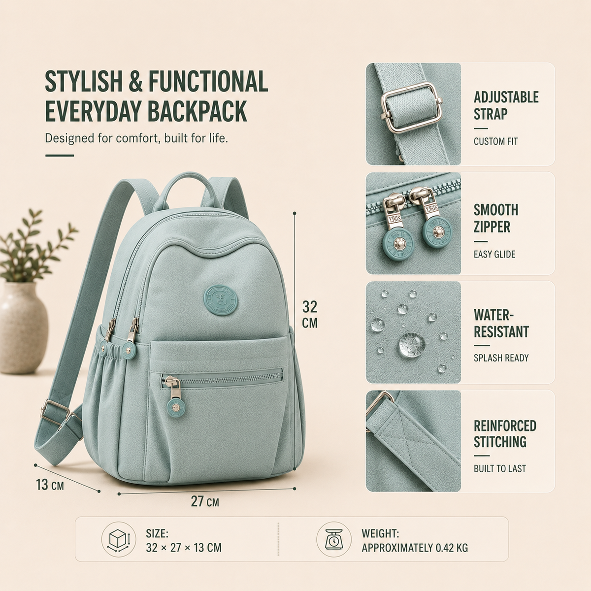 Mochila casual mini de nailon