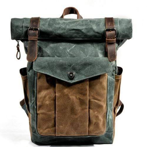Mochila de lona y cuero estilo vintage resistente