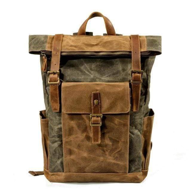 Mochila de lona y cuero estilo vintage resistente