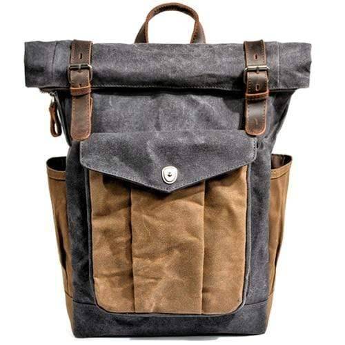 Mochila de lona y cuero estilo vintage resistente