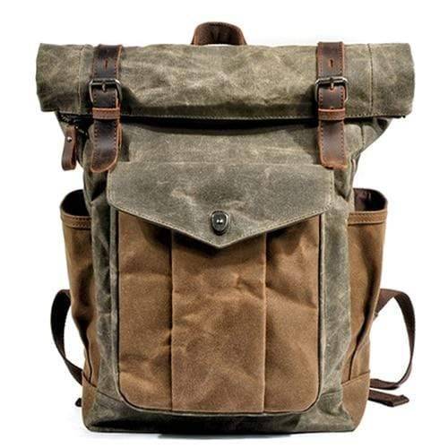 Mochila de lona y cuero estilo vintage resistente