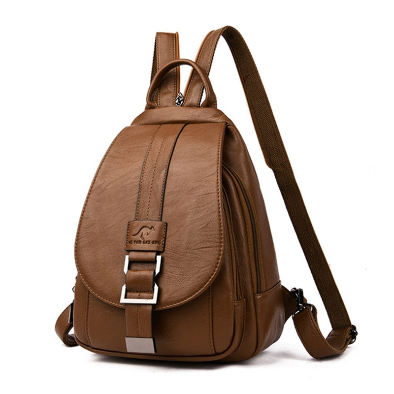 Mochila de piel auténtica para mujer