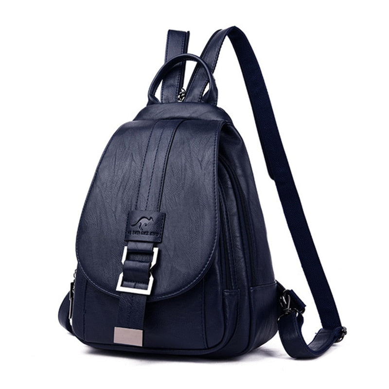 Mochila de piel auténtica para mujer