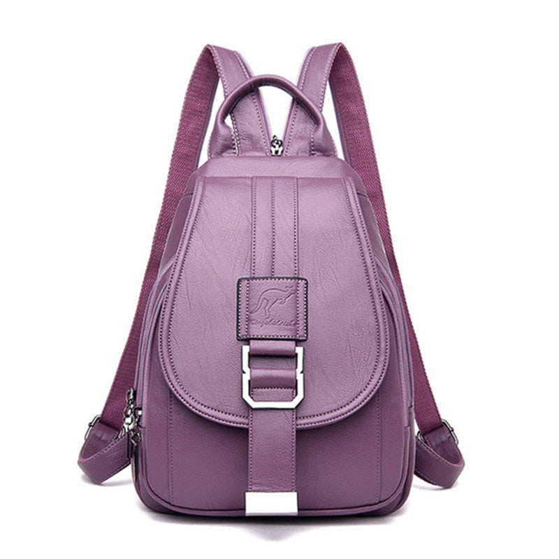Mochila de piel auténtica para mujer