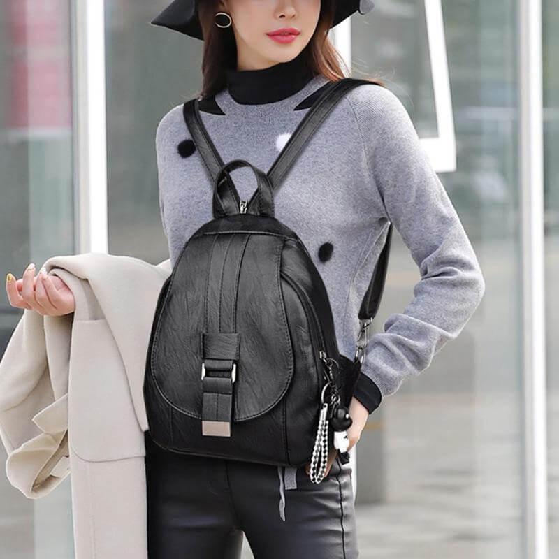 Mochila de piel auténtica para mujer