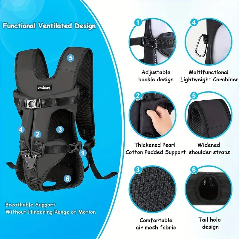 Mochila de transporte frontal para perros para aventuras al aire libre