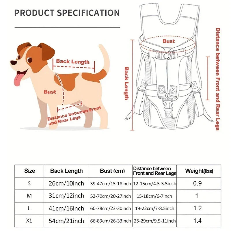 Mochila de transporte frontal para perros para aventuras al aire libre