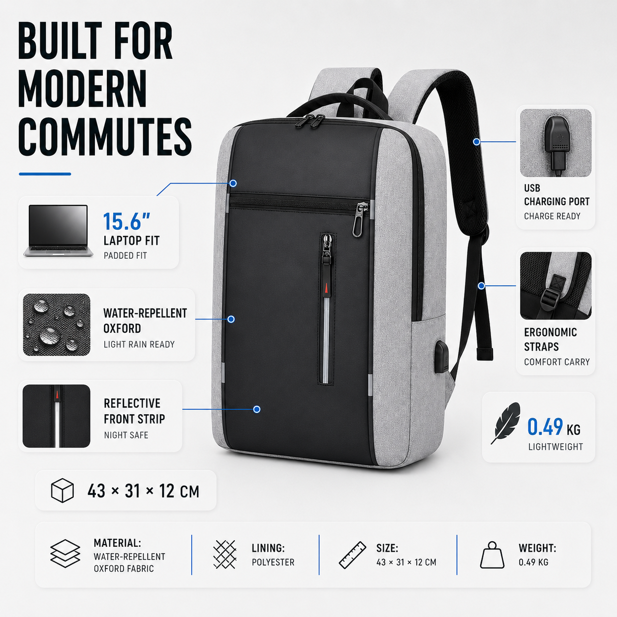 Mochila ejecutiva impermeable