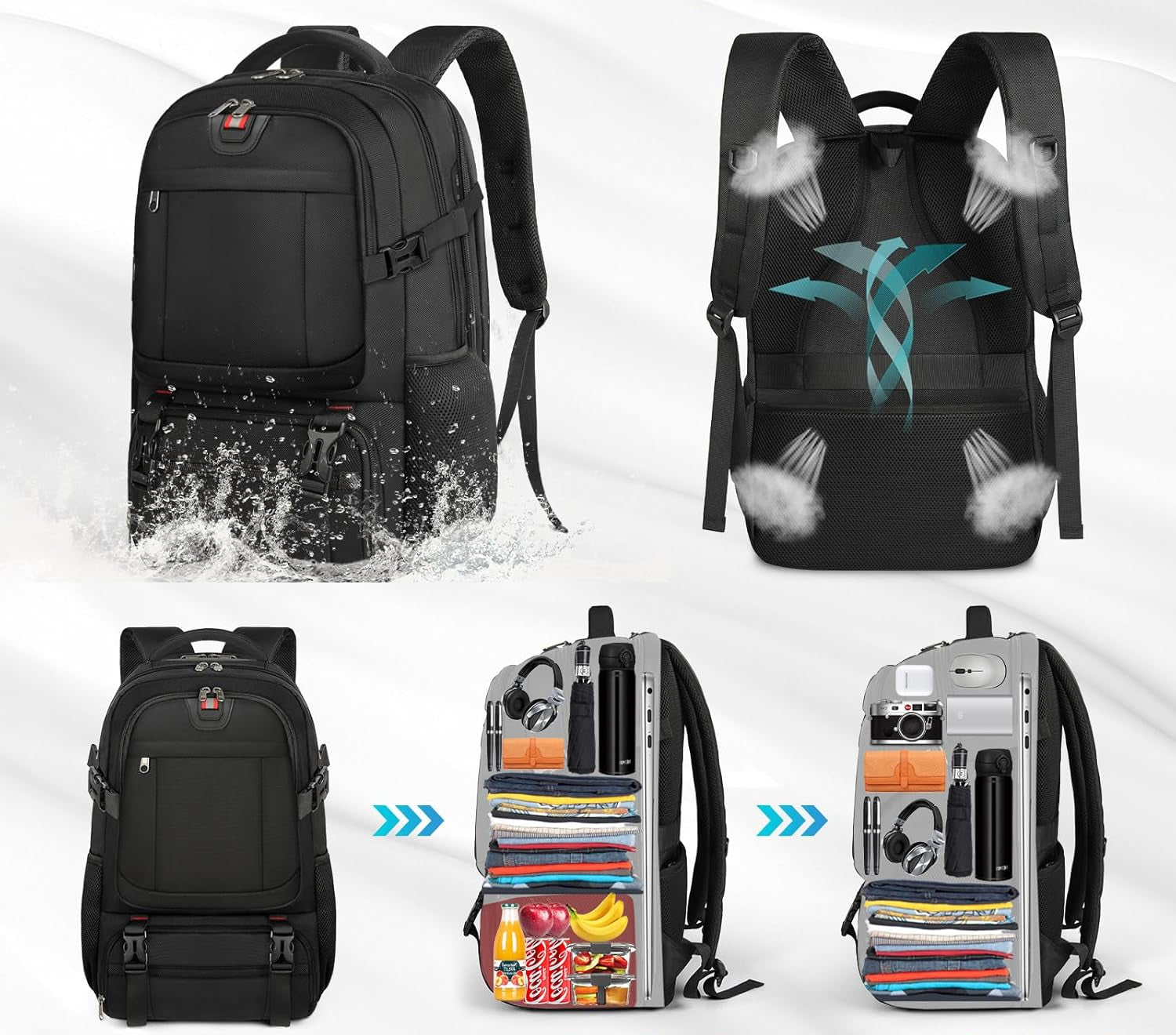 Mochila grande para portátil con compartimento térmico para comida y puerto de carga USB