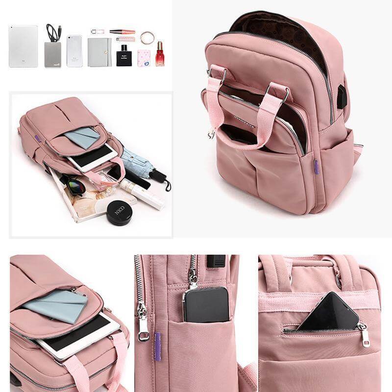 Mochila multifuncional e impermeable unisex con puerto USB