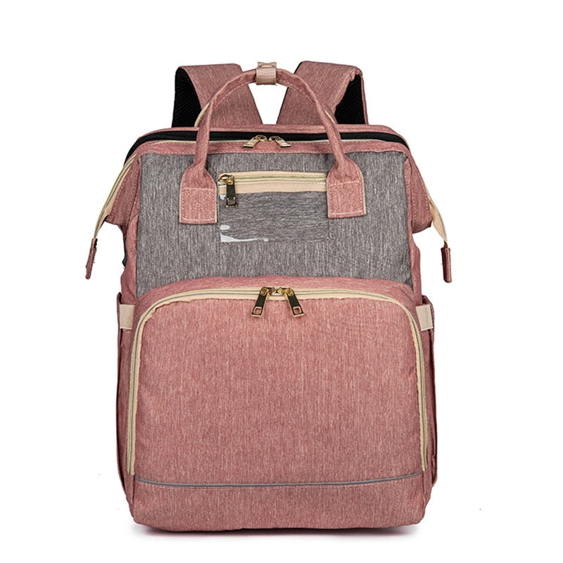 Mochila pañalera con cuna plegable – diseño impermeable con múltiples bolsillos