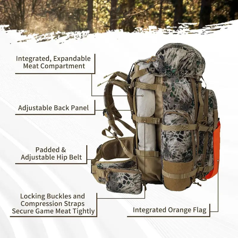 Mochila táctica de caza con estampado de camuflaje para actividades al aire libre