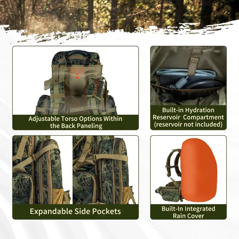 Mochila táctica de caza con estampado de camuflaje para actividades al aire libre