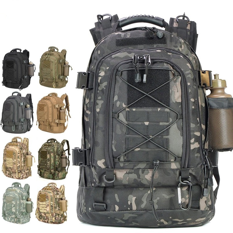 Mochila táctica extensible de 60 L para viajes al aire libre