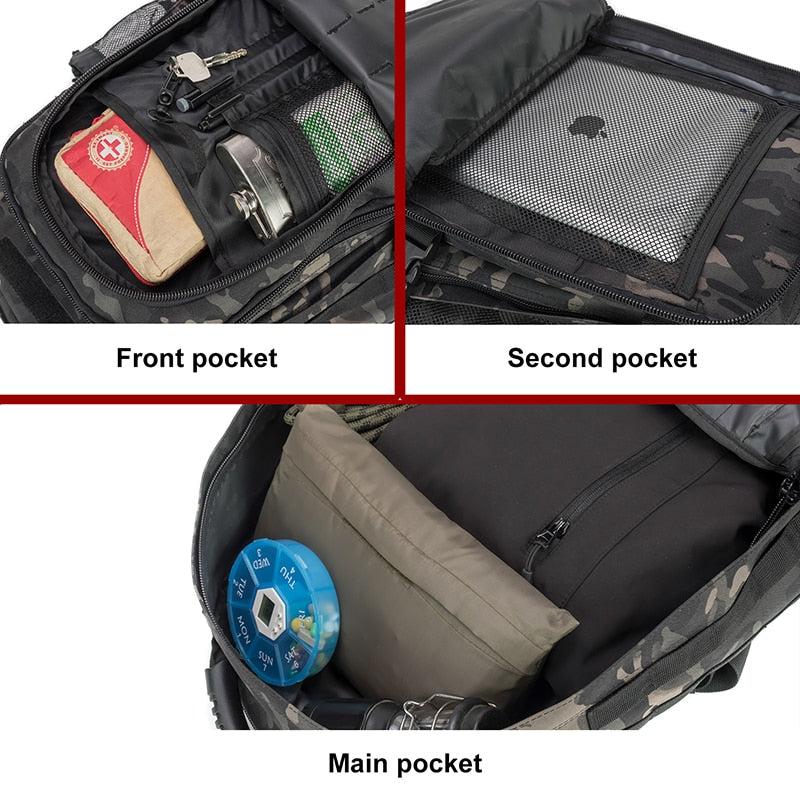Mochila táctica extensible de 60 L para viajes al aire libre
