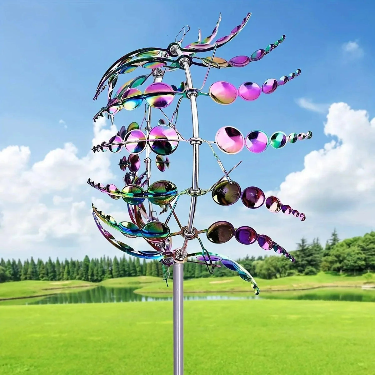 Molinete de viento cinético de metal para decoración de jardín, resistente y ecológico