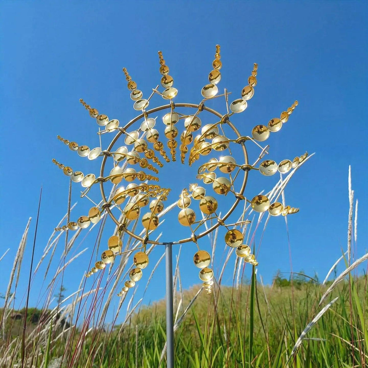 Molinete de viento cinético de metal para decoración de jardín, resistente y ecológico