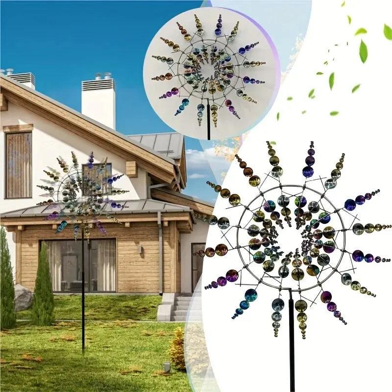 Molinete de viento cinético de metal para decoración de jardín, resistente y ecológico