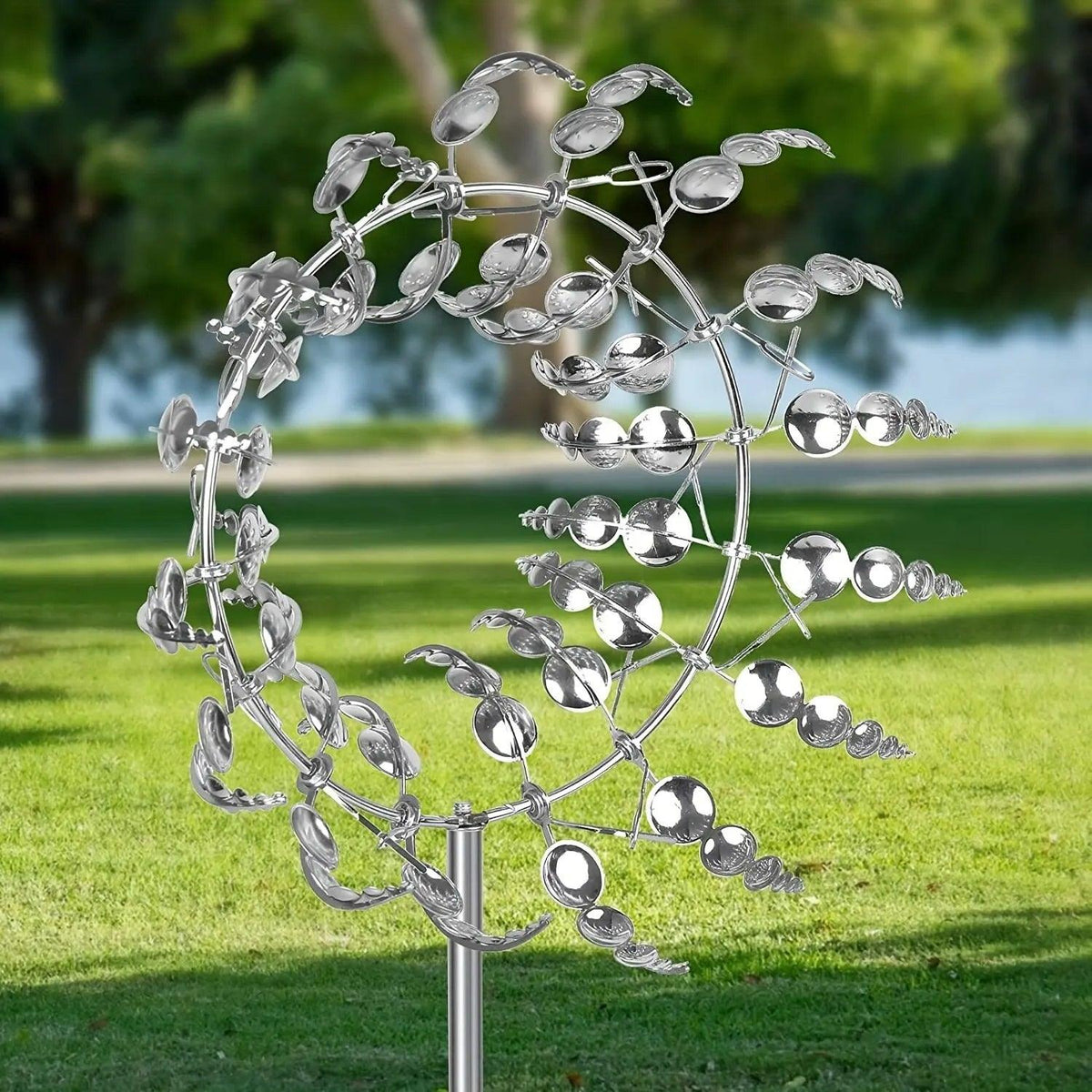 Molinete de viento cinético de metal para decoración de jardín, resistente y ecológico