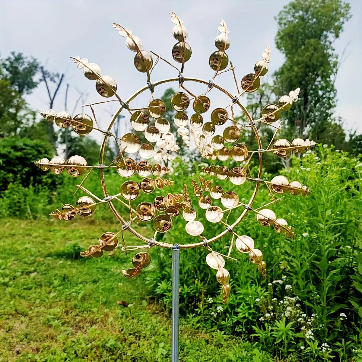 Molinete de viento cinético de metal para decoración de jardín, resistente y ecológico