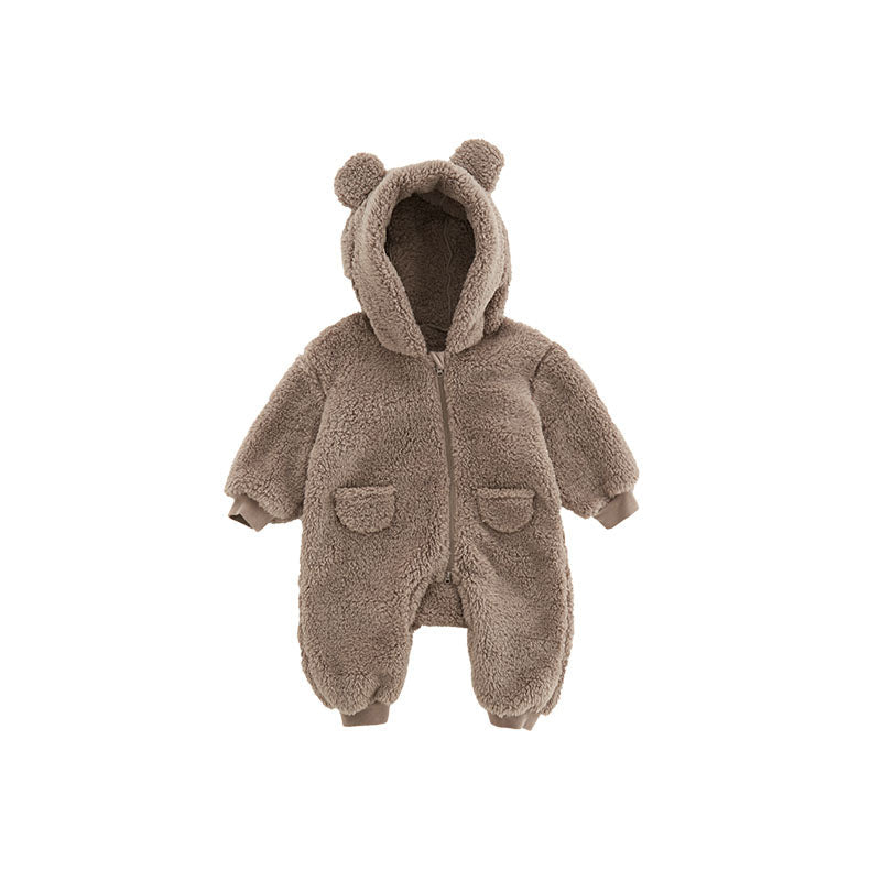 Mono de forro polar cálido infantil con motivo de animal
