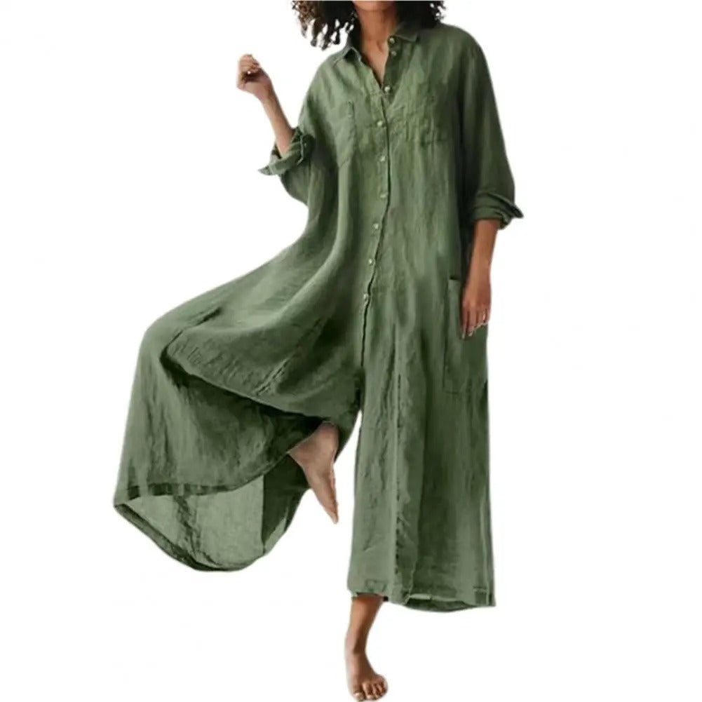 Mono oversized de algodón y lino para mujer