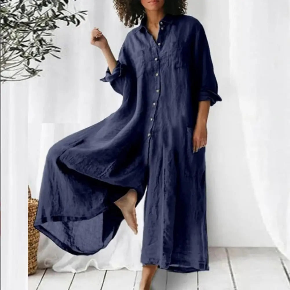 Mono oversized de algodón y lino para mujer