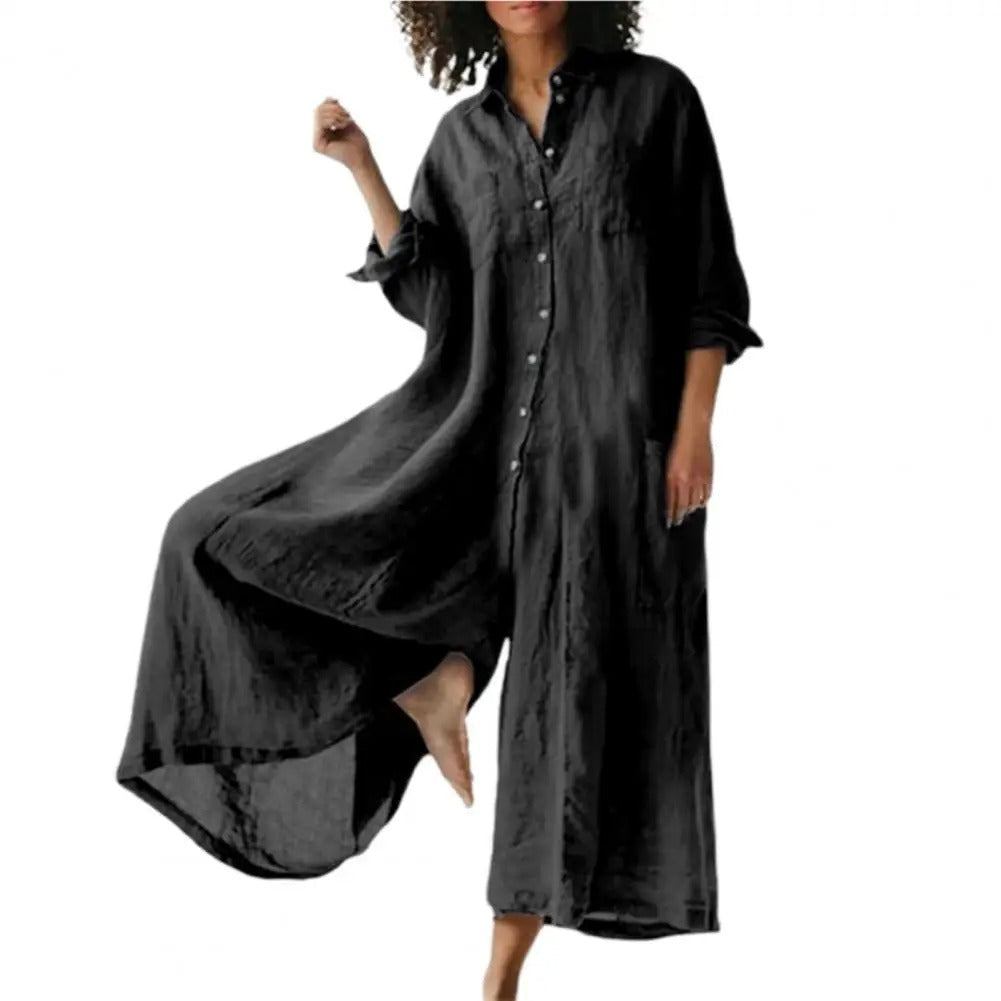 Mono oversized de algodón y lino para mujer