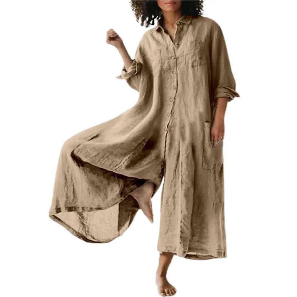 Mono oversized de algodón y lino para mujer