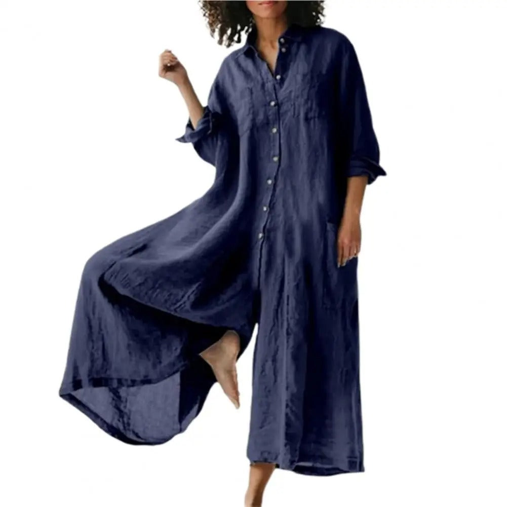 Mono oversized de algodón y lino para mujer