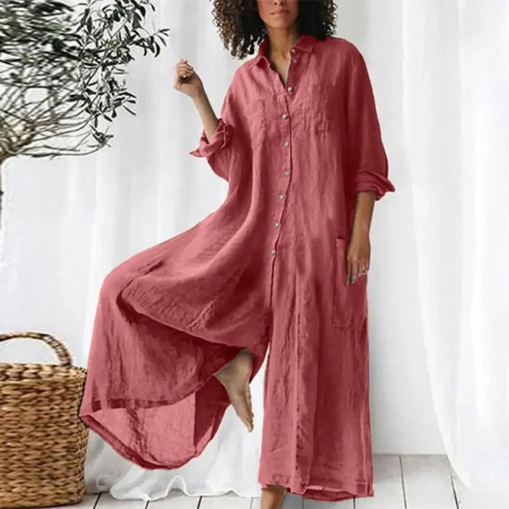 Mono oversized de algodón y lino para mujer