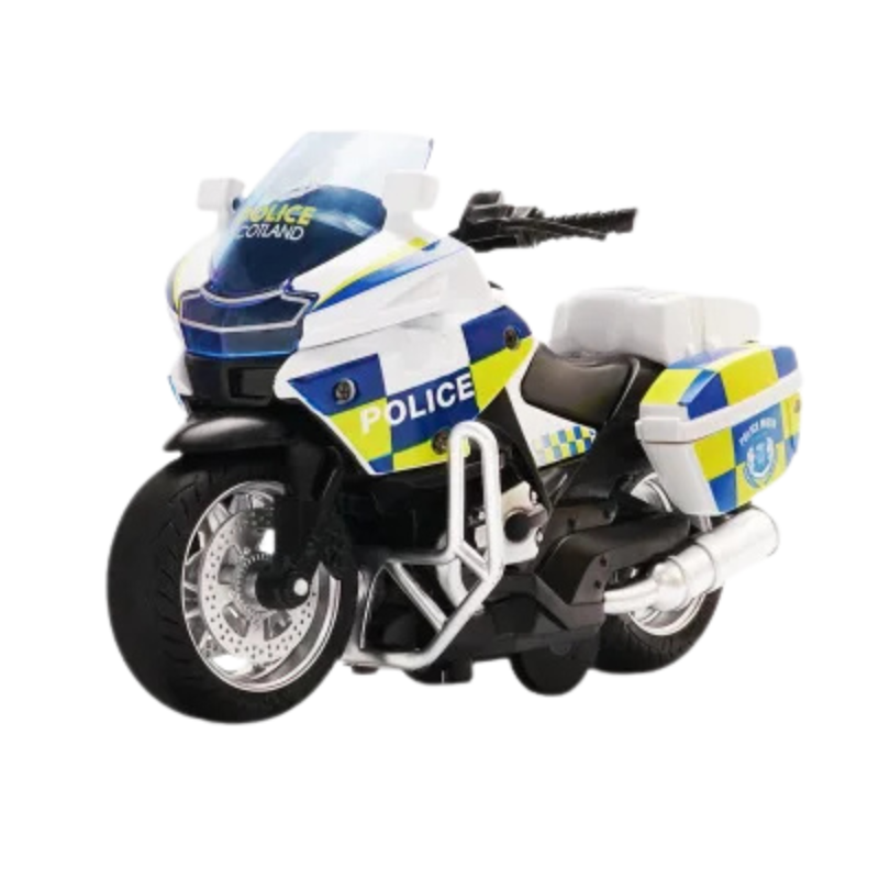 Moto de juguete infantil con retroimpulso, luces y música