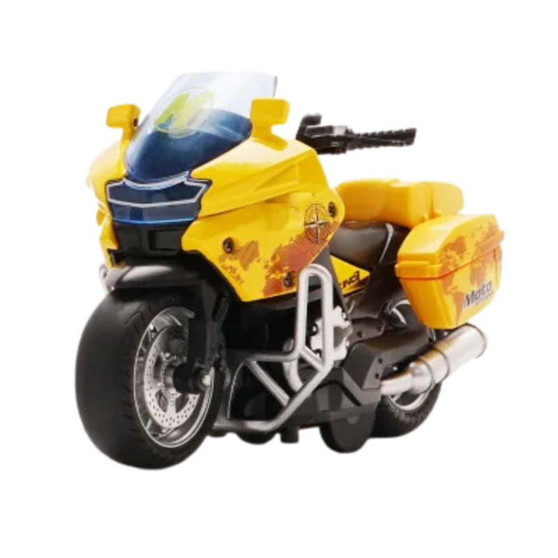 Moto de juguete infantil con retroimpulso, luces y música