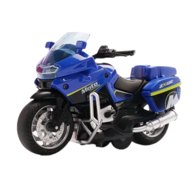 Moto de juguete infantil con retroimpulso, luces y música