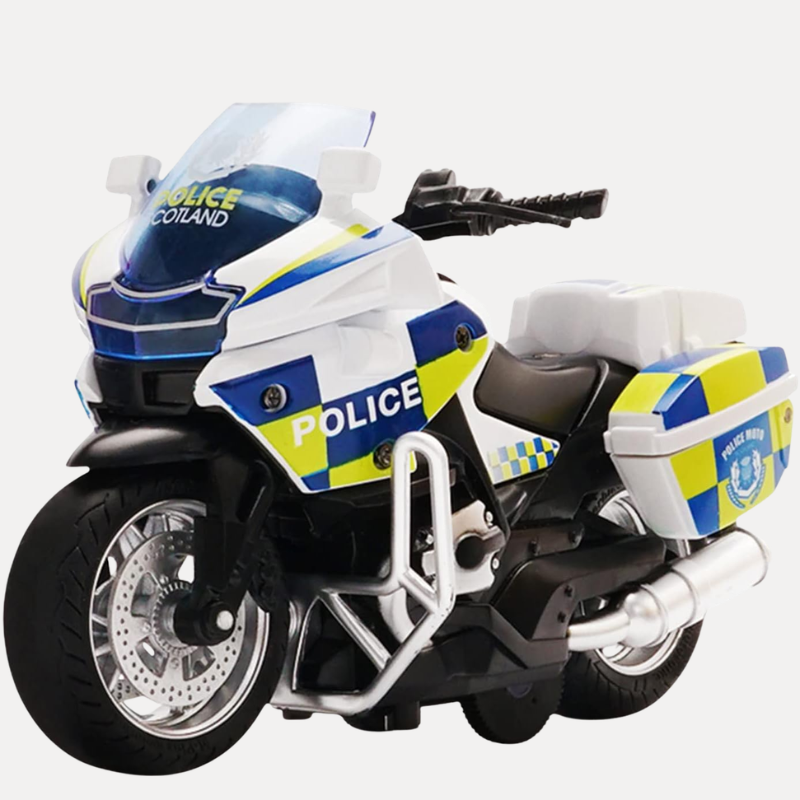 Moto de juguete infantil con retroimpulso, luces y música