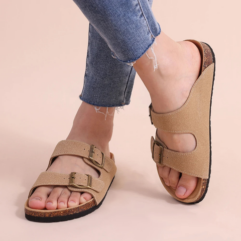 Mules para mujer con plantilla de corcho y tiras ajustables