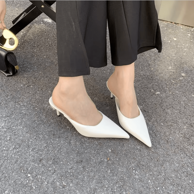 Mules de tacón con punta fina para mujer, elegantes y modernos