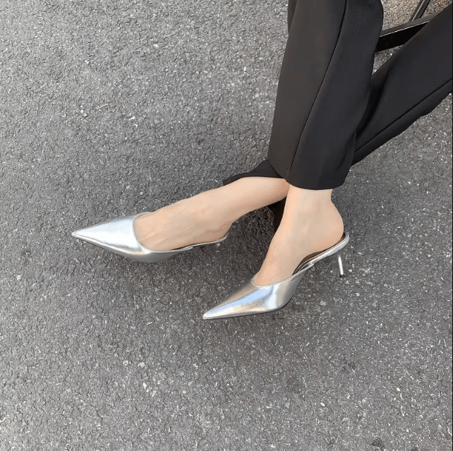 Mules de tacón con punta fina para mujer, elegantes y modernos