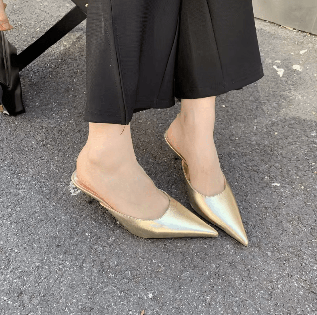 Mules de tacón con punta fina para mujer, elegantes y modernos