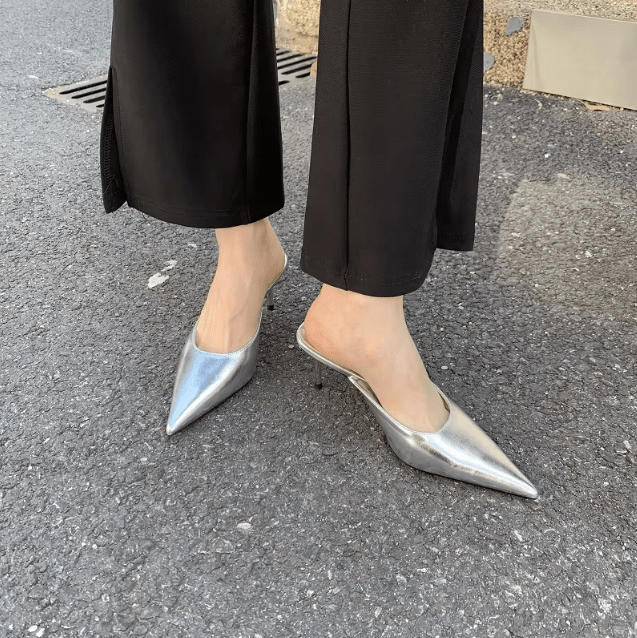 Mules de tacón con punta fina para mujer, elegantes y modernos
