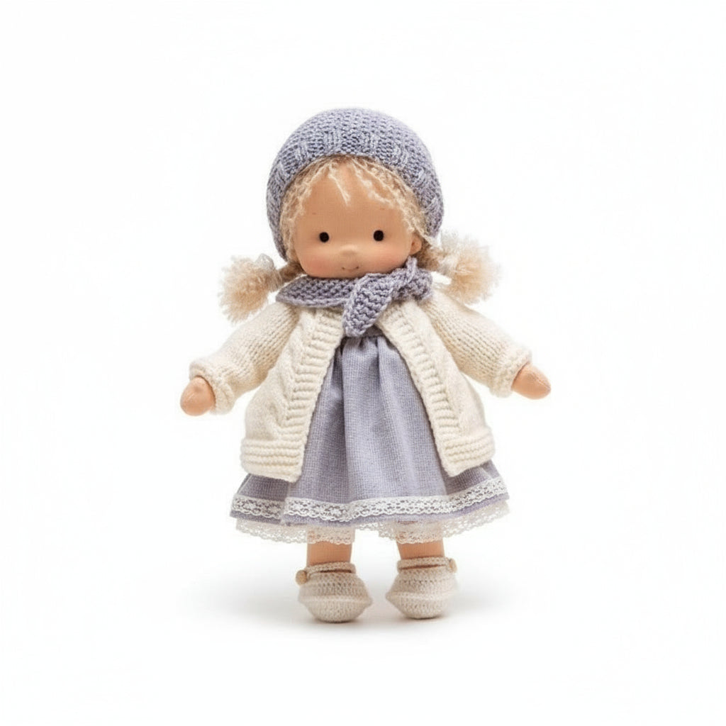 Muñeca Waldorf de algodón hecha a mano para juego creativo