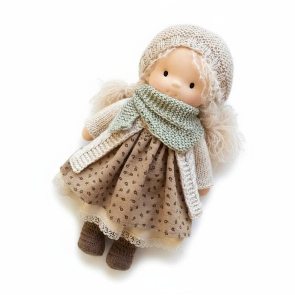Muñeca Waldorf de algodón hecha a mano para juego creativo