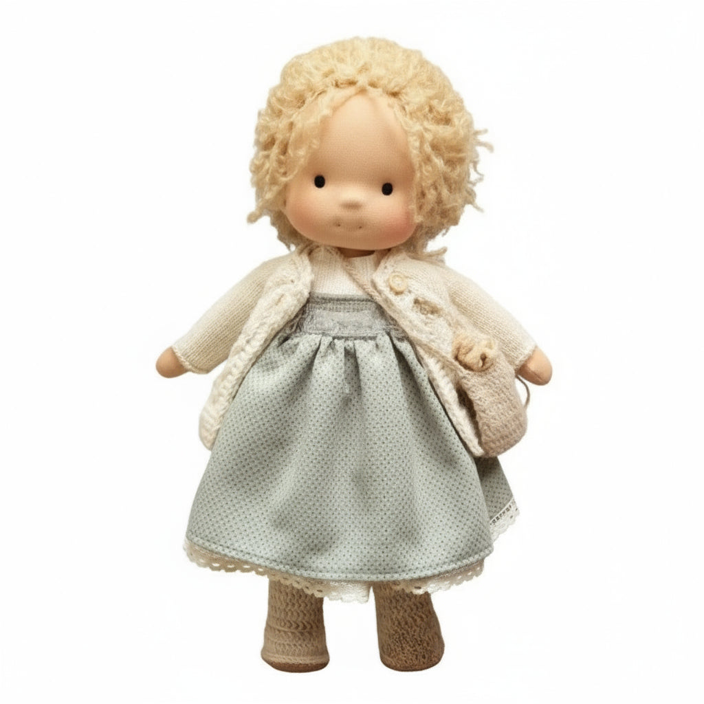 Muñeca Waldorf de algodón hecha a mano para juego creativo