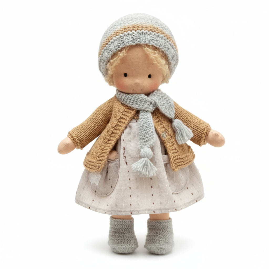 Muñeca Waldorf de algodón hecha a mano para juego creativo