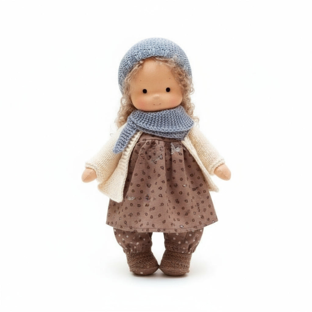 Muñeca Waldorf de algodón hecha a mano para juego creativo